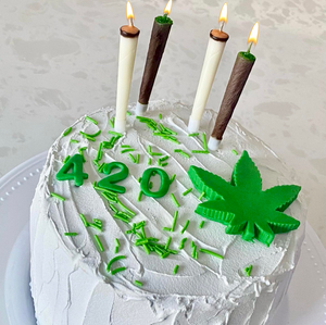 420 Novelty Joint and Pot Leaf Cake Candles