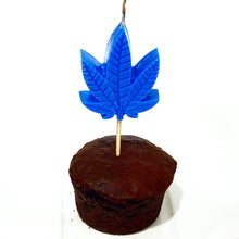 Load image into Gallery viewer, 420 Novelty Blunt and Blue Cannabis Leaf Cake Candles