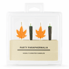 Load image into Gallery viewer, 420 Novelty Blunt and Orange Cannabis Leaf Cake Candles